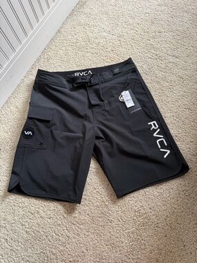 RVCA Black Men's Boardshorts with Side Cargo Pocket